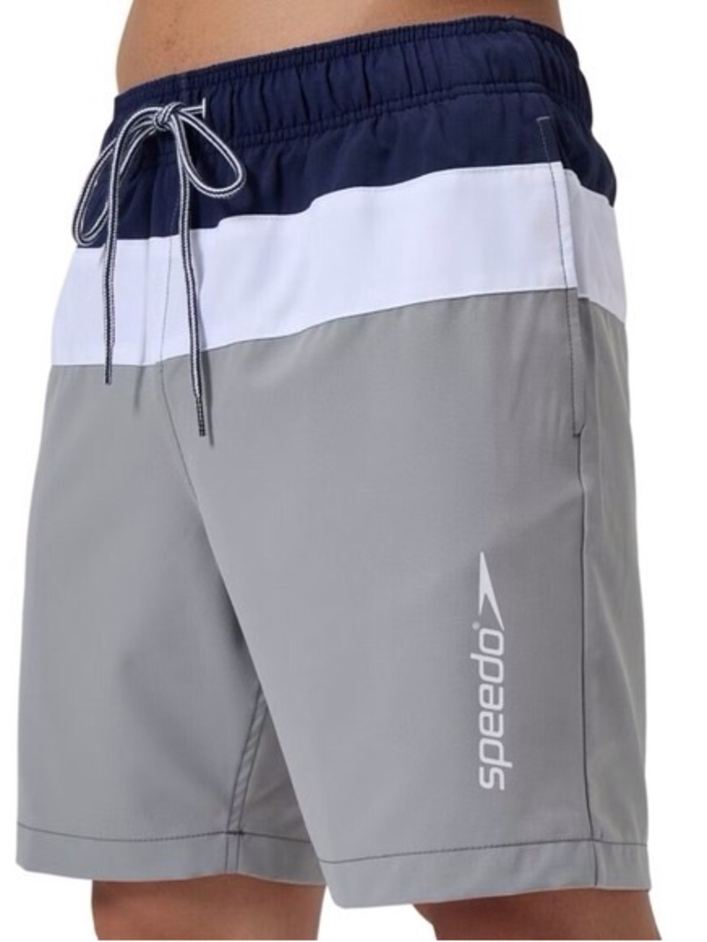 Speedo Men’s Colorblock Gray & Navy Swim Trunks
